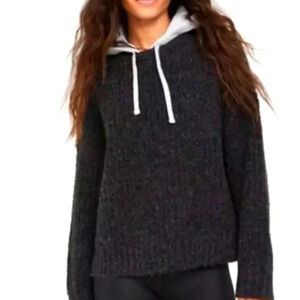 Aerie Offline - NWT Ribbed Knit Sweater Hoodie Charcoal Heather Gray